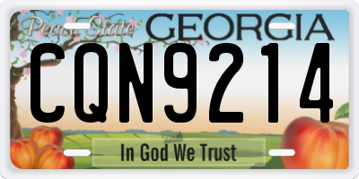 GA license plate CQN9214