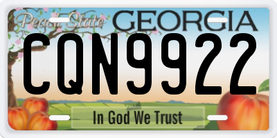 GA license plate CQN9922