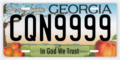 GA license plate CQN9999