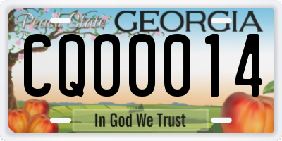 GA license plate CQO0014