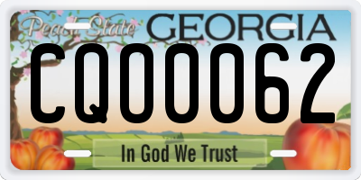 GA license plate CQO0062