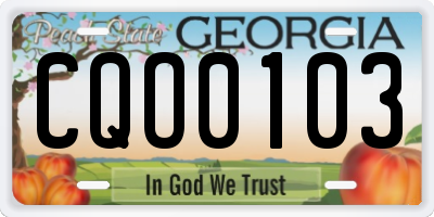 GA license plate CQO0103