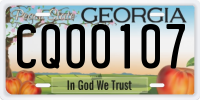 GA license plate CQO0107