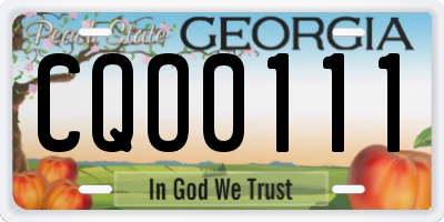 GA license plate CQO0111