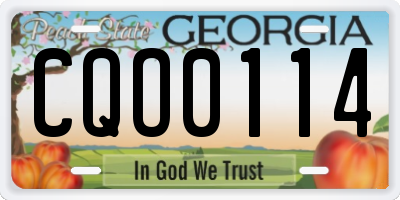 GA license plate CQO0114