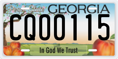 GA license plate CQO0115