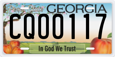 GA license plate CQO0117