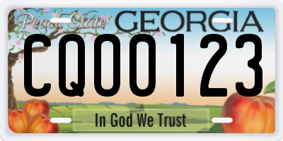 GA license plate CQO0123