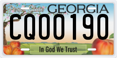 GA license plate CQO0190