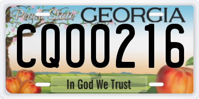 GA license plate CQO0216