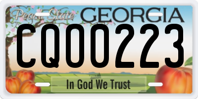 GA license plate CQO0223