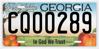 GA license plate CQO0289