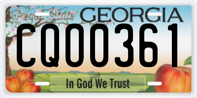 GA license plate CQO0361