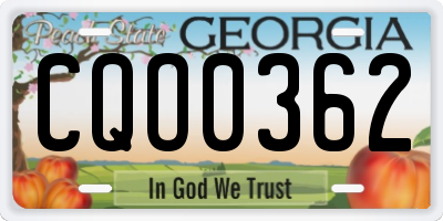 GA license plate CQO0362