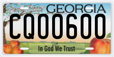GA license plate CQO0600