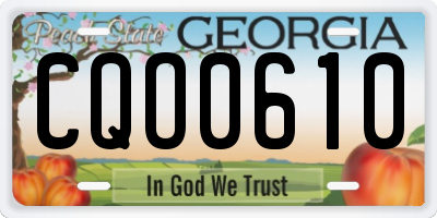 GA license plate CQO0610