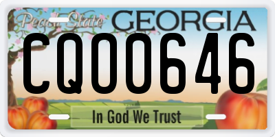 GA license plate CQO0646