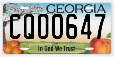 GA license plate CQO0647