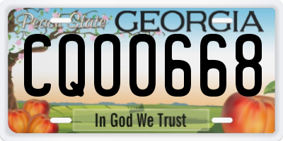 GA license plate CQO0668