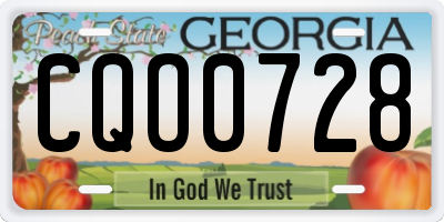 GA license plate CQO0728