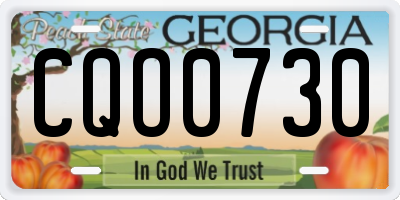GA license plate CQO0730