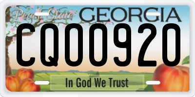 GA license plate CQO0920