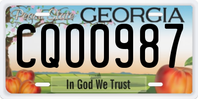 GA license plate CQO0987