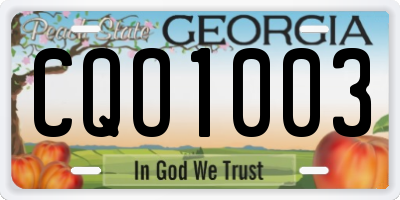 GA license plate CQO1003