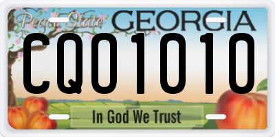 GA license plate CQO1010
