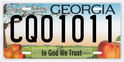 GA license plate CQO1011