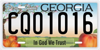GA license plate CQO1016