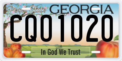 GA license plate CQO1020