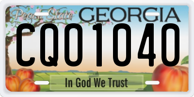 GA license plate CQO1040