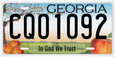 GA license plate CQO1092