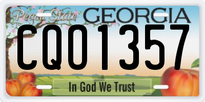 GA license plate CQO1357