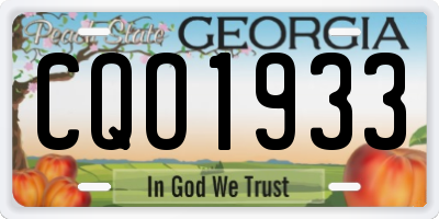 GA license plate CQO1933