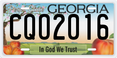GA license plate CQO2016