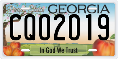 GA license plate CQO2019