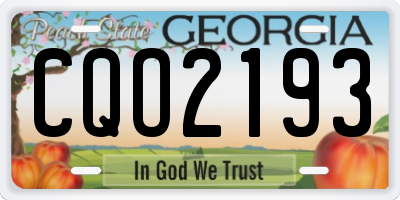 GA license plate CQO2193