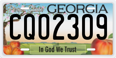 GA license plate CQO2309