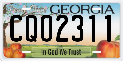 GA license plate CQO2311