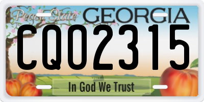 GA license plate CQO2315
