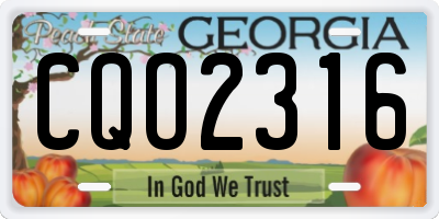 GA license plate CQO2316