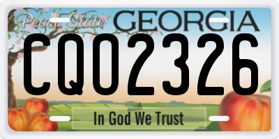 GA license plate CQO2326