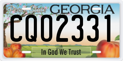 GA license plate CQO2331