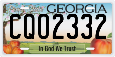 GA license plate CQO2332