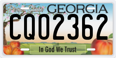 GA license plate CQO2362