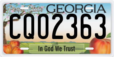 GA license plate CQO2363
