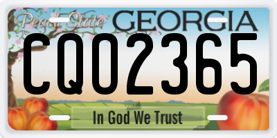 GA license plate CQO2365
