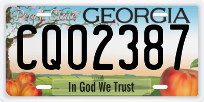 GA license plate CQO2387